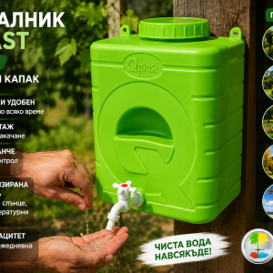 Умивалник QPLAST 20 литра с кранче в реална употреба на открито