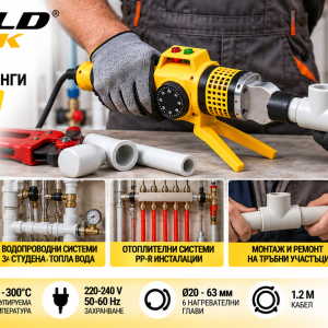 Приложения на машина WELDSPARK PPWM806 800 W за заваряване на PP-R тръби Ø20–63 мм
